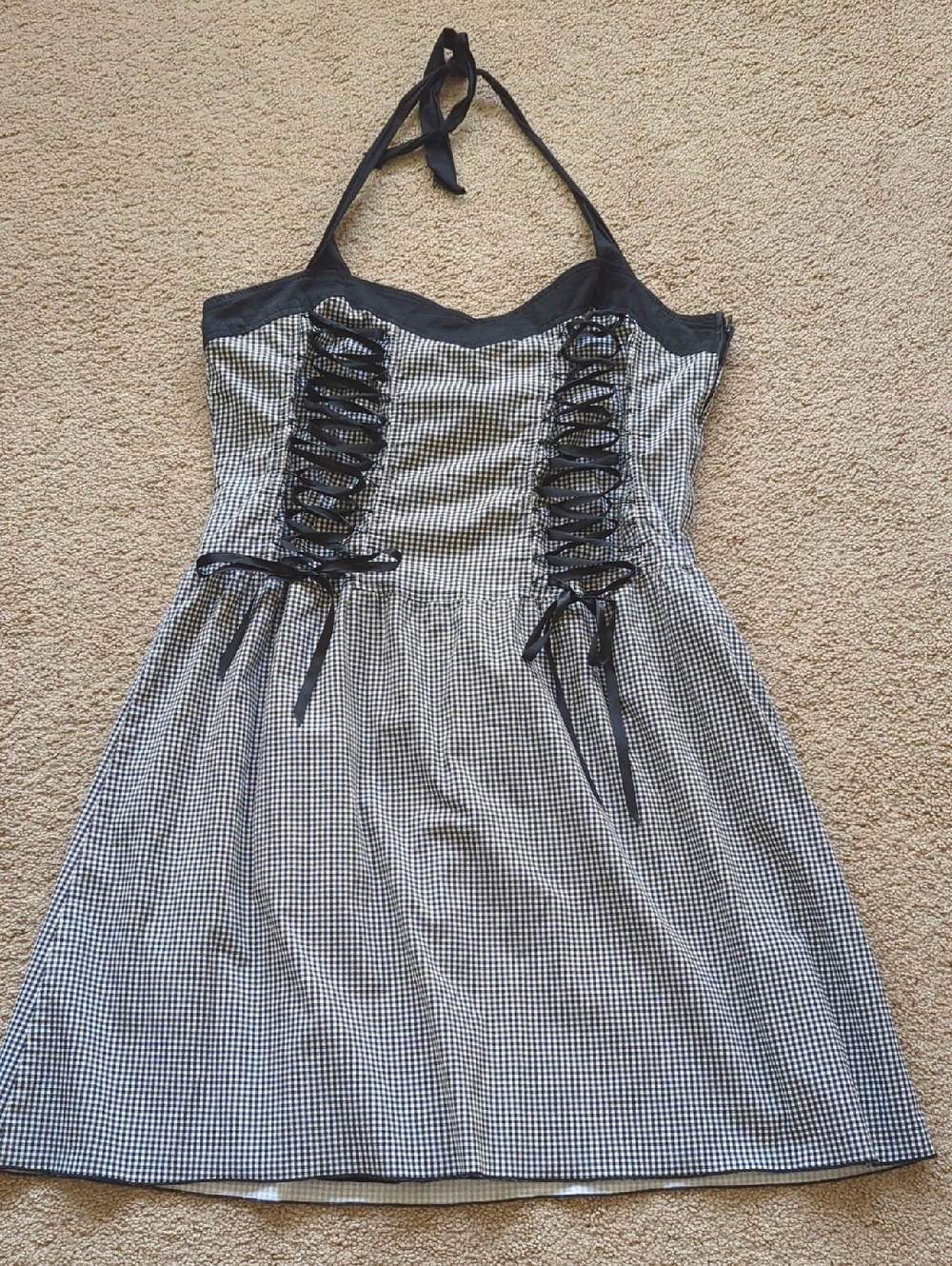 Vintage Lip Service Gingham Halter Dress Size XXL